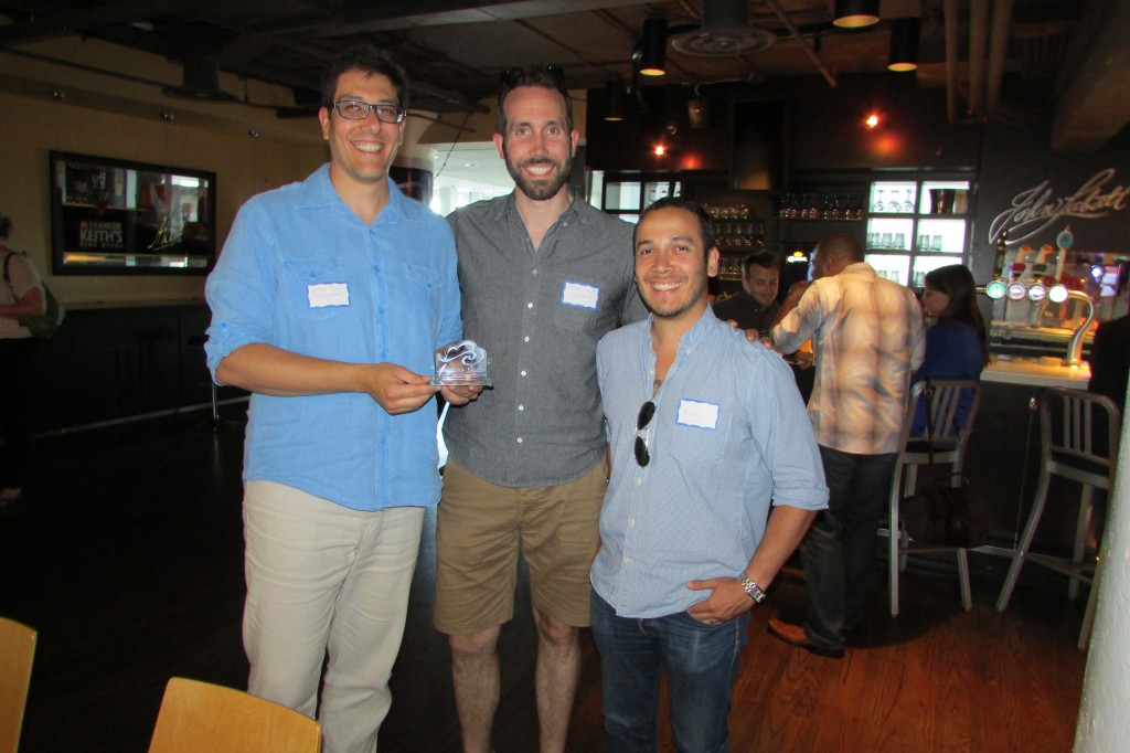 Christopher Phillips, Connor Malloy and Manuel Guillen at Pollution Probe's Healthy Commute Week Awards.