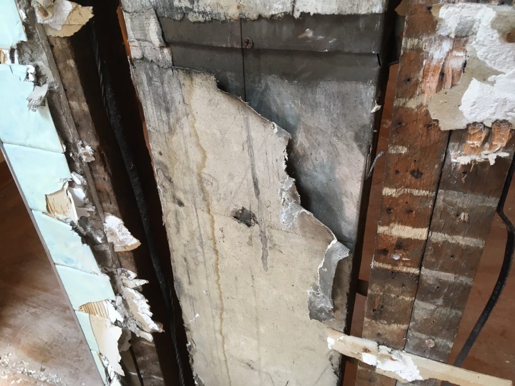 Inner wall duct wrap with asbestos. Photo courtesy of The Healthy Abode Inc.